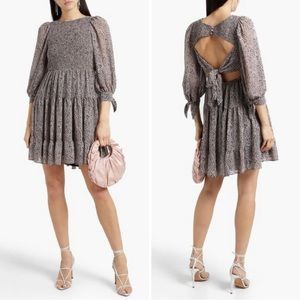 CINQ À SEPT Annabelle open-back printed crepe de chine mini dress